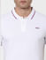 White Contrast Tipping Polo Neck T-shirt_383444+5