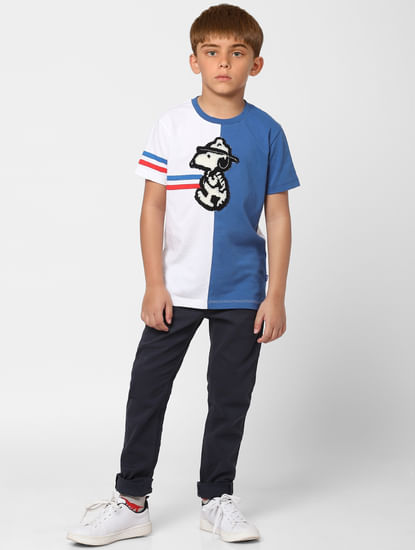 Boys X PEANUTS Blue Snoopy Graphic Print T-shirt