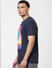Navy Blue Graphic Print Crew Neck T-shirt_383541+3