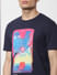 Navy Blue Graphic Print Crew Neck T-shirt_383541+5