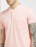 Pink Henley Neck T-shirt_393087+5