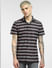 Black Horizontal Stripe Half Sleeves Shirt_393179+2