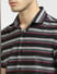 Black Horizontal Stripe Half Sleeves Shirt_393179+5