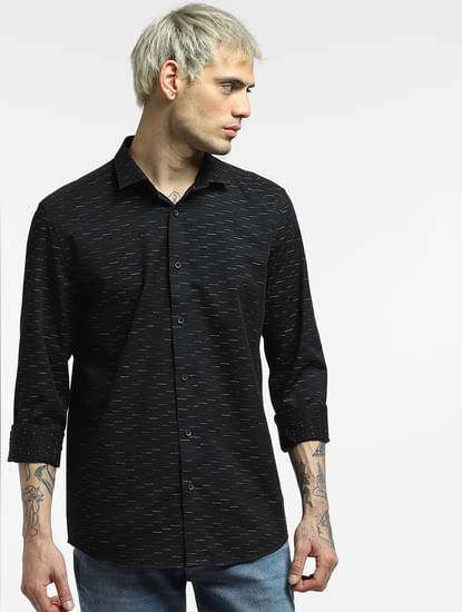 Black Printed Full Sleeves Shirt