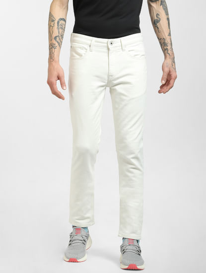 White Low Rise Glenn Slim Jeans