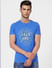 Blue Graphic Print Crew Neck T-shirt_393105+2