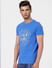 Blue Graphic Print Crew Neck T-shirt_393105+3