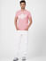 Pink Logo Print Crew Neck T-shirt_393106+6