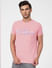Pink Text Print Crew Neck T-shirt