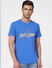 Blue Graphic Print Crew Neck T-shirt_393116+2