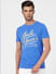 Blue Logo Print Crew Neck T-shirt_393117+2