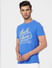 Blue Logo Print Crew Neck T-shirt_393117+3