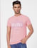 Pink Logo Print Crew Neck T-shirt_393118+2