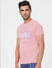 Pink Logo Print Crew Neck T-shirt_393118+3