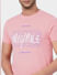 Pink Logo Print Crew Neck T-shirt_393118+5