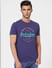 Dark Blue Logo Print Crew Neck T-shirt_393119+2
