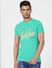 Green Logo Print Crew Neck T-shirt_393120+2