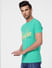 Green Logo Print Crew Neck T-shirt_393120+3