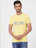 Yellow Logo Print Crew Neck T-shirt_393121+2