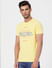 Yellow Logo Print Crew Neck T-shirt_393121+3