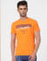 Orange Logo Print Crew Neck T-shirt_393122+2