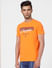 Orange Logo Print Crew Neck T-shirt_393122+3