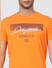 Orange Logo Print Crew Neck T-shirt_393122+5