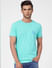 Turquoise Blue Crew Neck T-shirt_393128+2