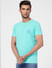 Turquoise Blue Crew Neck T-shirt_393128+3