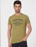 Olive Green Graphic Print Crew Neck T-shirt_393134+2