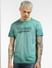 Green Printed Crew Neck T-shirt_393198+2