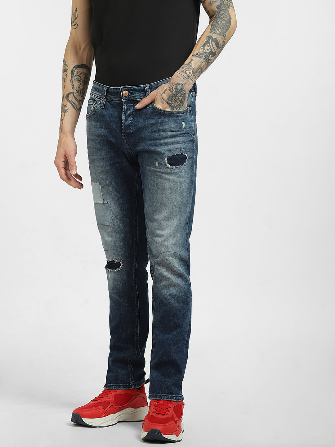 Shop True Religion Men Blue Mid-rise Slim Fit Faded Jeans | ICONIC INDIA –  Iconic India