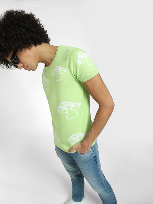 Light Green Printed Knit T-shirt
