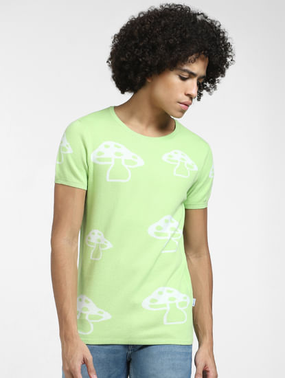 Light Green Printed Knit T-shirt
