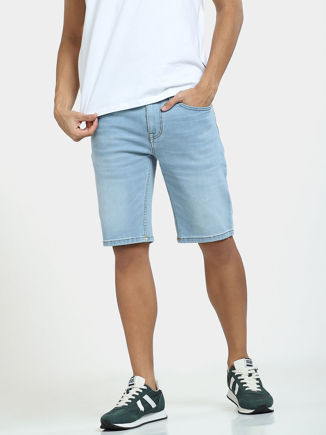 Buy HIGHLANDER Men White Solid Slim Fit Denim Shorts - Shorts for Men  8158821 | Myntra