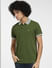 Green Contrast Collar Polo T-shirt_406361+2