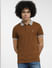 Brown Contrast Collar Polo T-shirt_406362+2