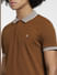 Brown Contrast Collar Polo T-shirt_406362+5