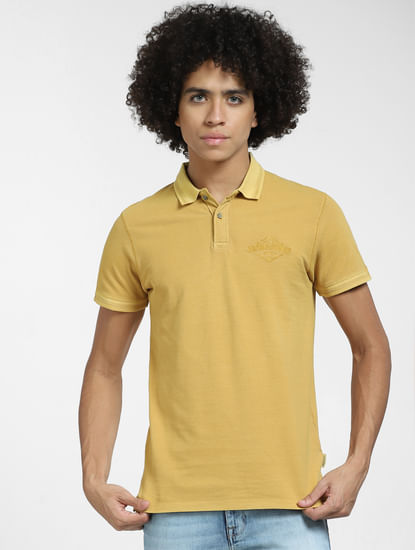 Yellow Cotton Polo T-shirt