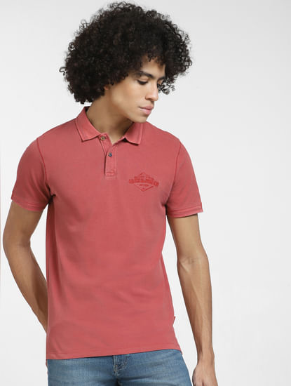 Red Cotton Polo T-shirt