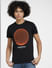 Black Globe Print Crew Neck T-shirt_406369+2