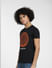 Black Globe Print Crew Neck T-shirt_406369+3