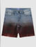 Boys Blue Mid Rise Ombre Tropical Print Shorts