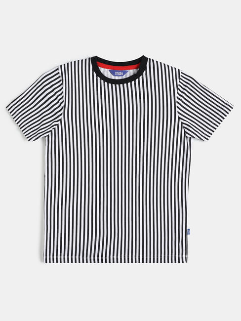 Boys Monochrome Striped Crew Neck T-shirt