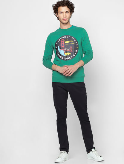 Green Graphic Print Sweatshirt