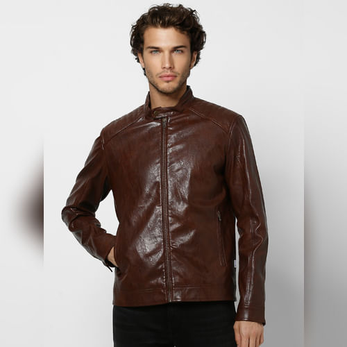 JACK&JONES Brown Biker Jacket