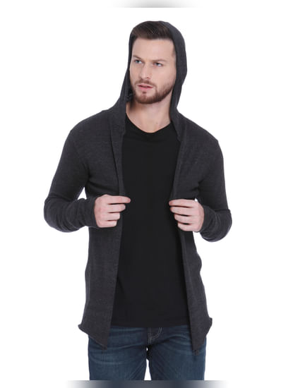 Dark Grey Front Open Cardigan
