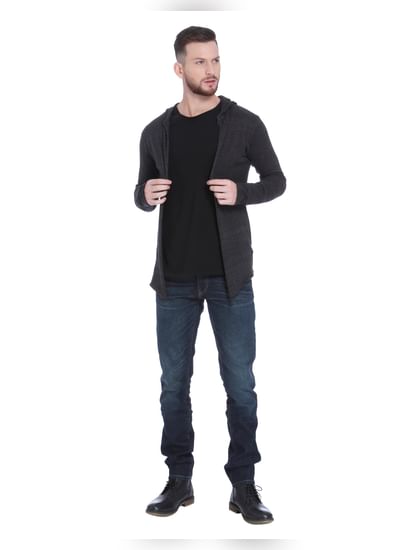 Dark Grey Front Open Cardigan