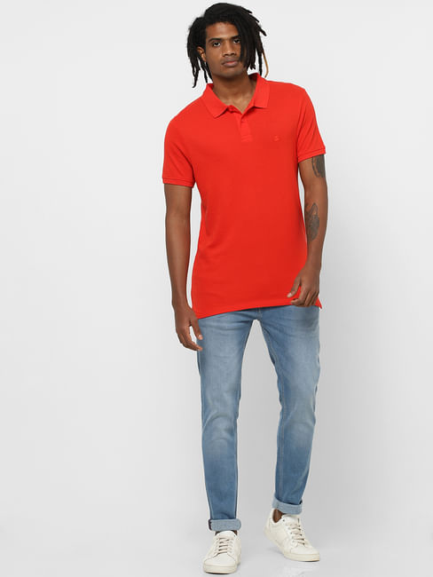 Bright Orange Polo Neck T-shirt