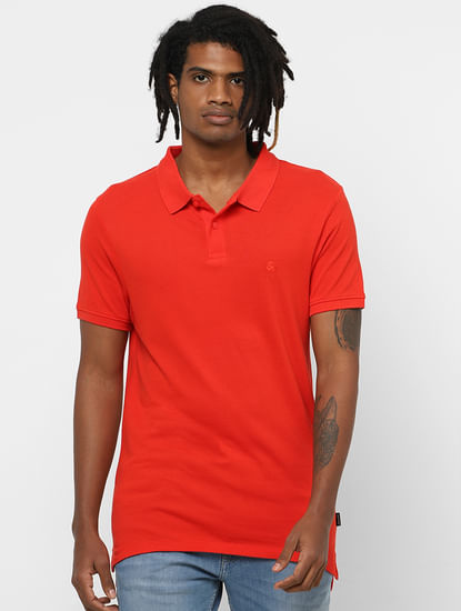 Bright Orange Polo Neck T-shirt